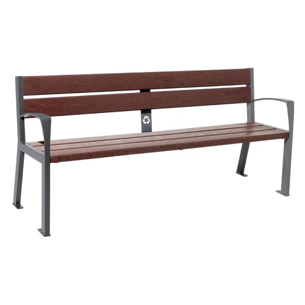 Banc plastique recyclé et acier Silaos® 5 lames