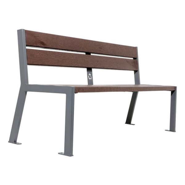 Banc plastique recyclé et acier Silaos® 5 lames – Image 7